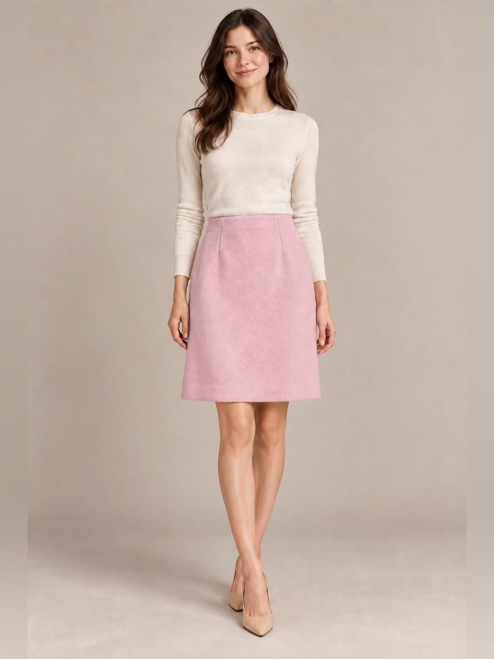 Vintage Harve Benard Pink Wool Cashmere Blend Lined Mini Skirt 8 Career Office
